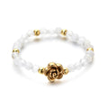 Stone Bead Elastic Ring with Flower | various colours