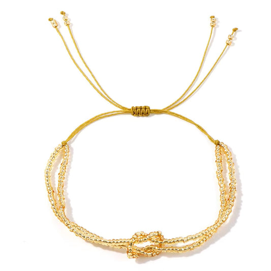 Metallic Glass Bead Slider Bracelet | Various Colours