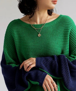 Double Sided Knit Top | Green Blue