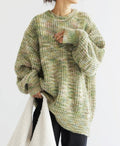 Oversized Speckle Knit Jumper | Green