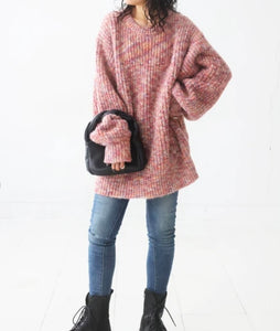 Oversized Speckle Knit Jumper | Pink