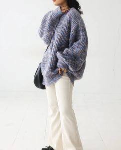 Oversized Speckle Knit Jumper | Blue