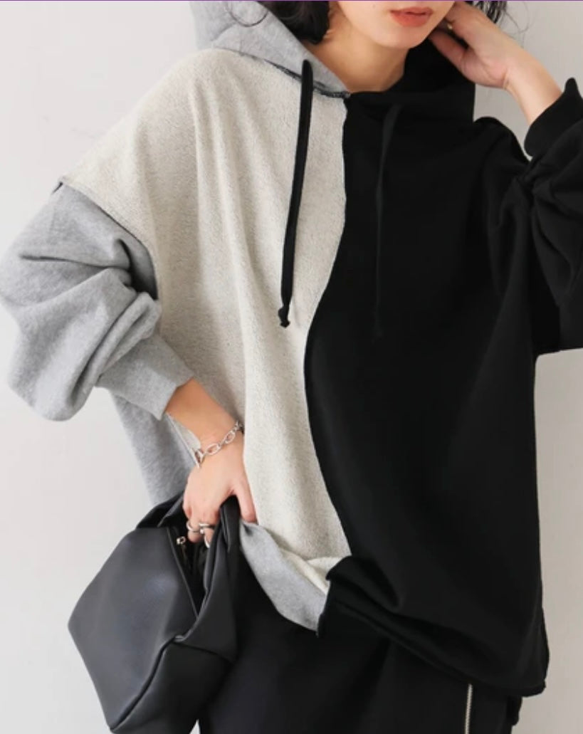 Two Tone Textured Hoodie