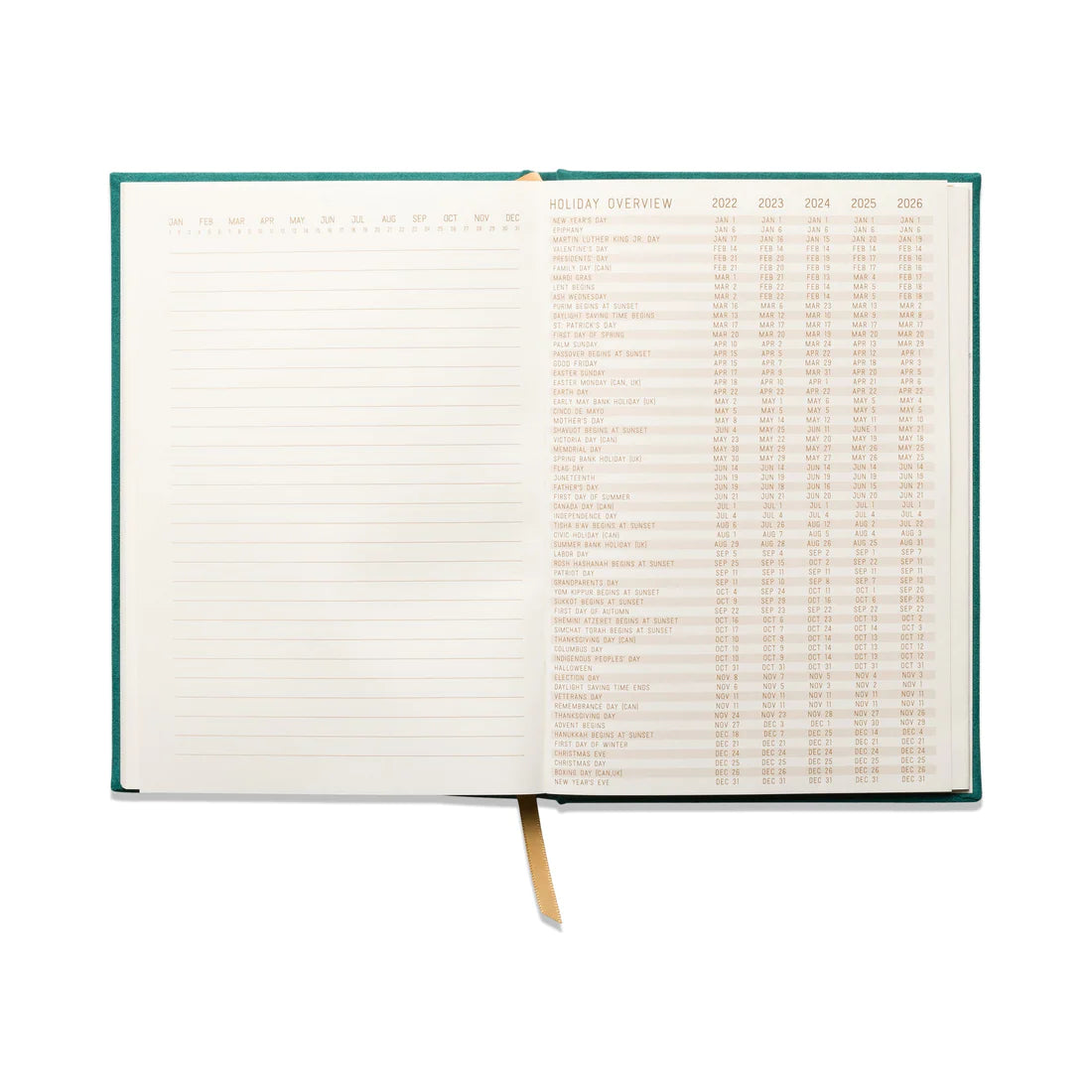 Suede Journal with Pocket | Linear Boxes - Green