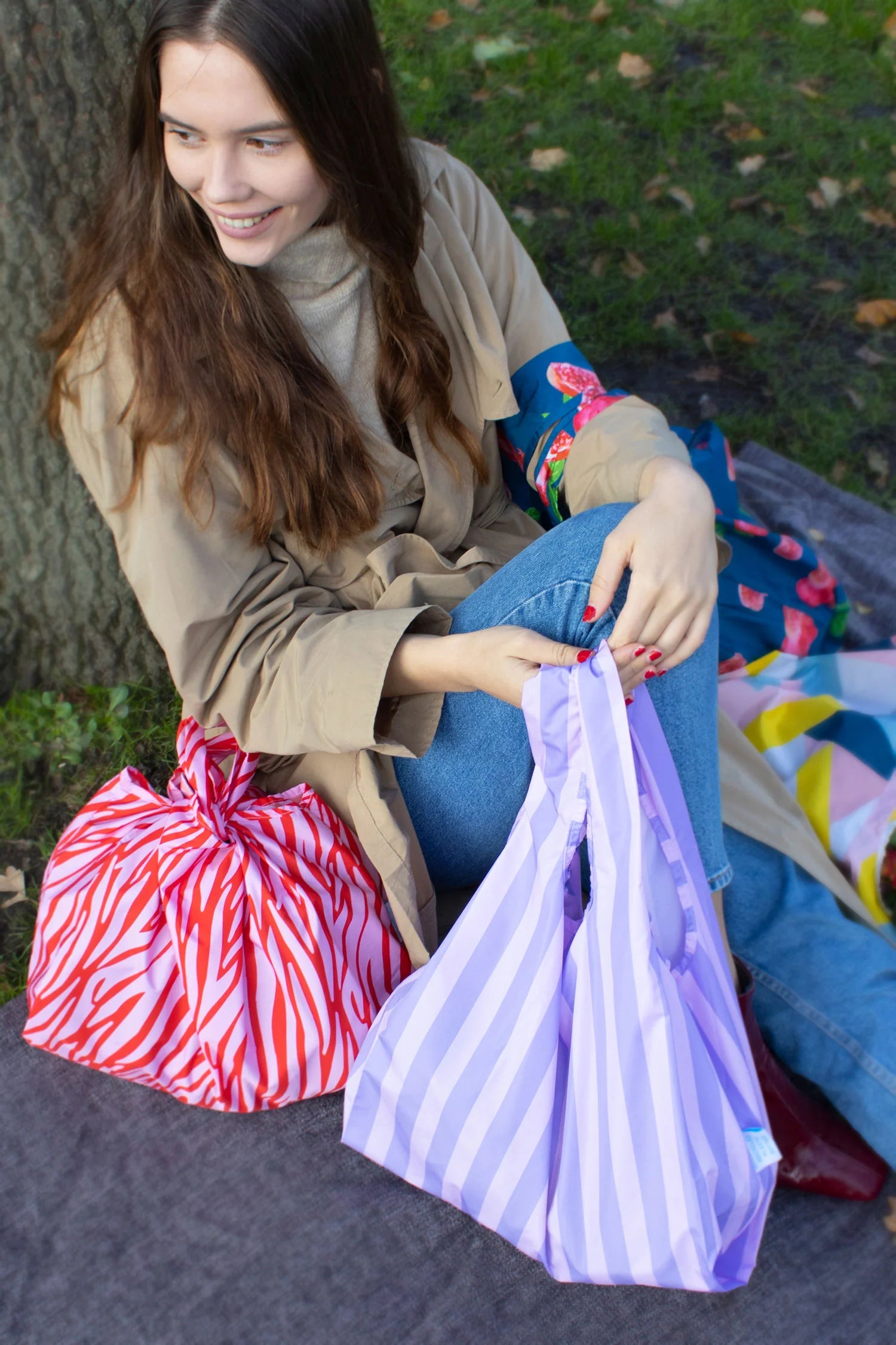 Reusable Shopper Tote | Purple Stripe