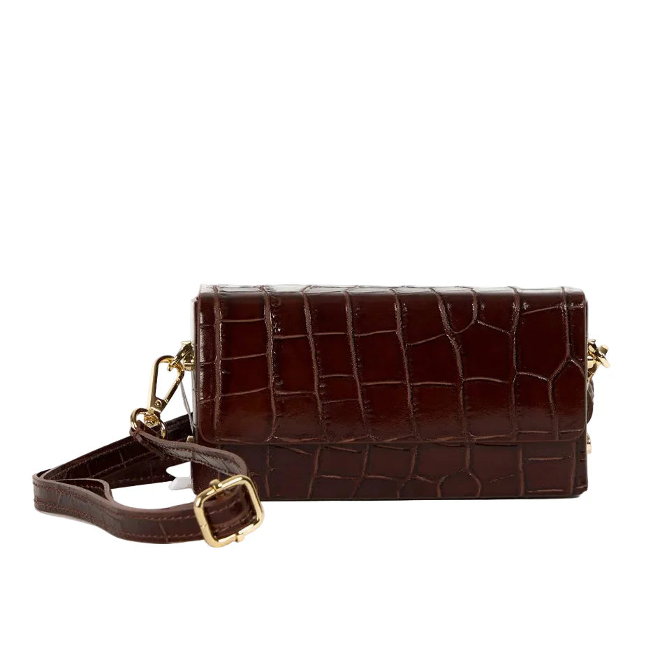 margot clutch | brown croc