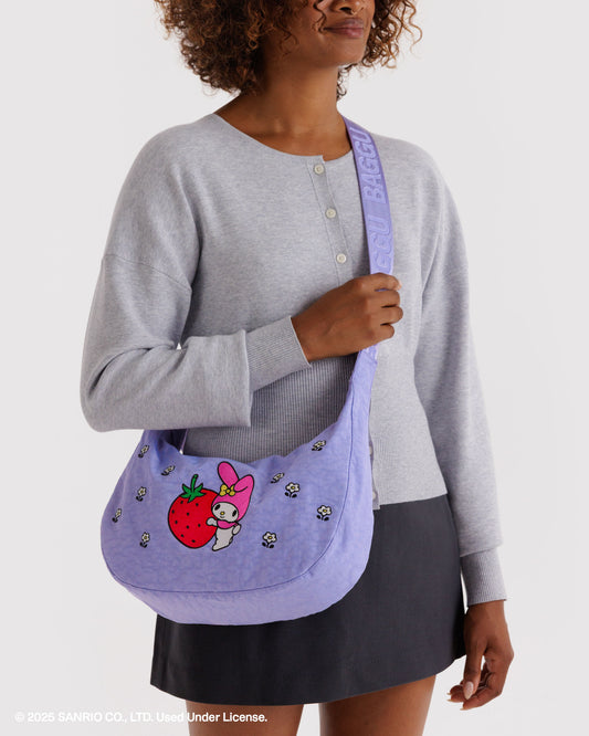 Medium Nylon Crescent Bag | Embroidered My Melody Strawberry