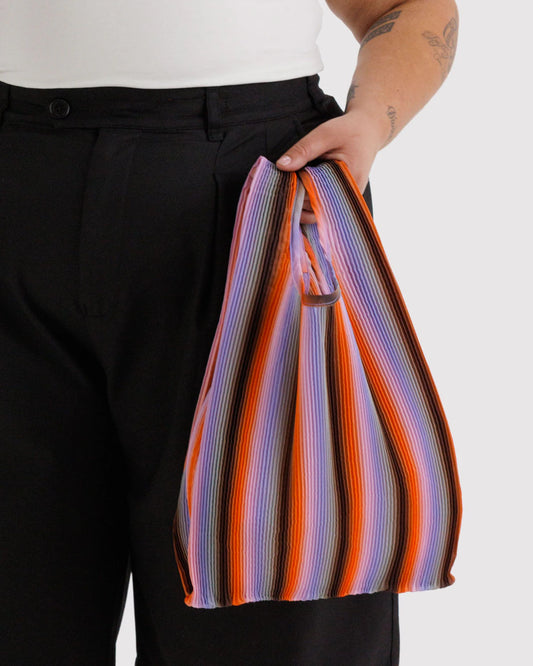 Pleated Baggu | Gradient Stripe Poppy & Lilac