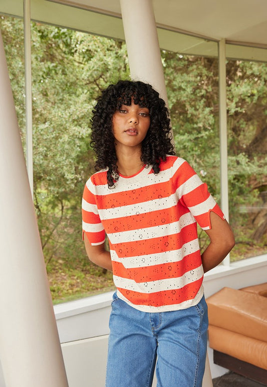 Rana Knit Tee | Red Stripe