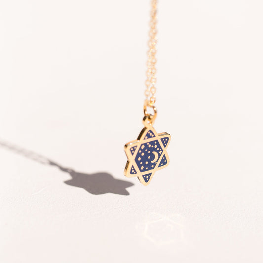 Mini Cosmic Magen David Necklace | Navy