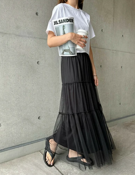 Black Tulle Tiered Skirt