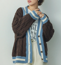 Brown Knit Cable Cardigan