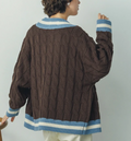 Brown Knit Cable Cardigan