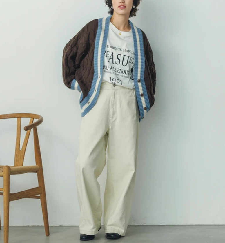 Brown Knit Cable Cardigan