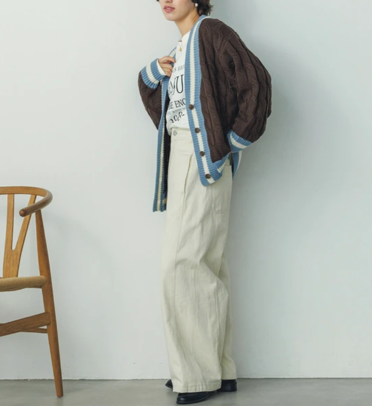Brown Knit Cable Cardigan