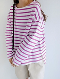 Long Sleeve Stripe Top | Purple