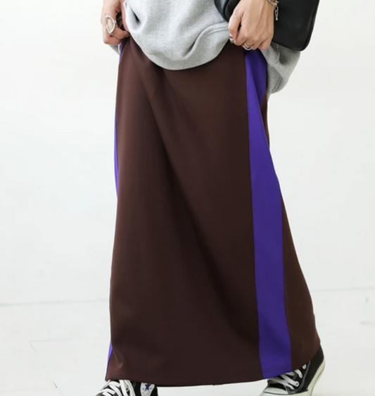 Track Stripe Skirt | Brown-Purple