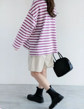 Long Sleeve Stripe Top | Purple