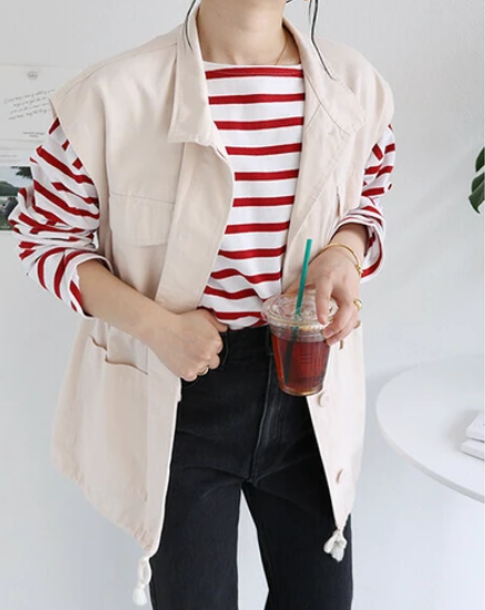 Long Sleeve Stripe Top | Red