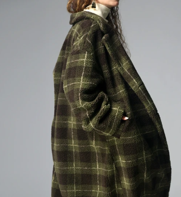 Plaid Oversized Coat | Khaki