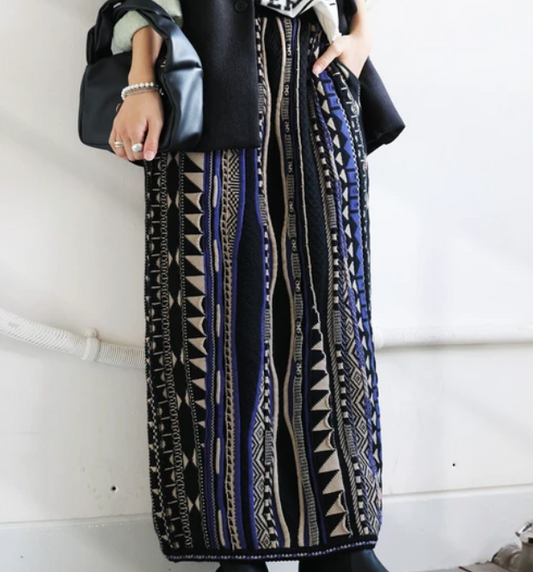 Knit Skirt | Blue Black