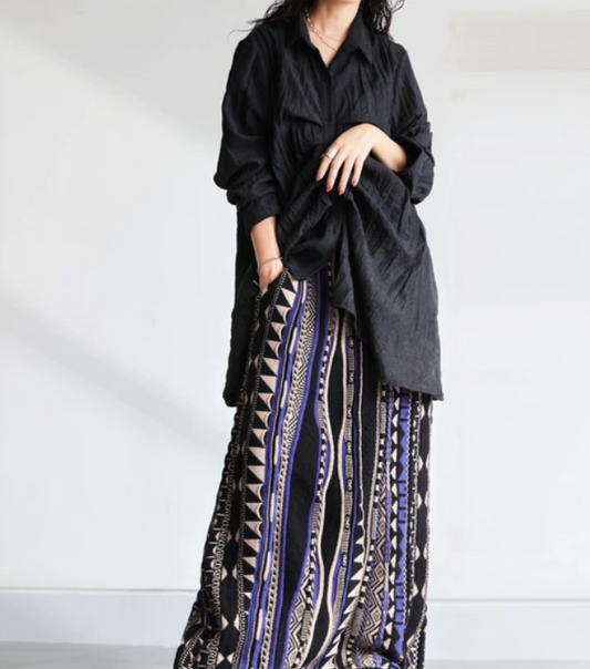 Knit Skirt | Blue Black