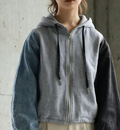 Two Tone Denim Zip Up