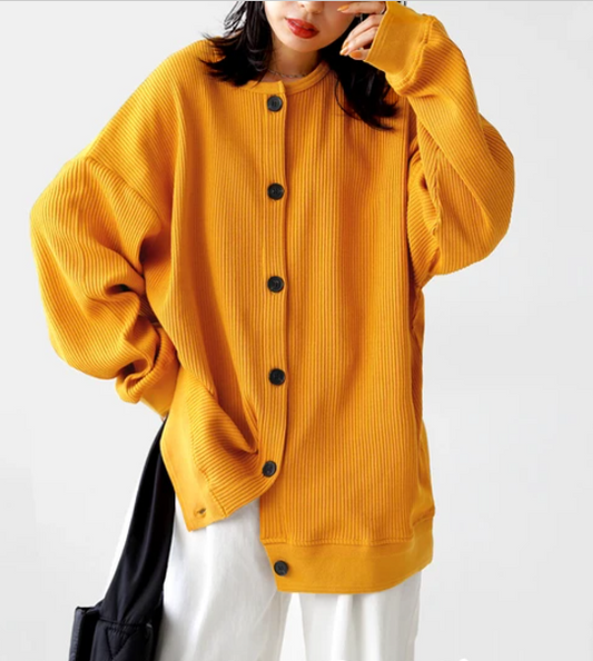 Rib Cardigan | Orange