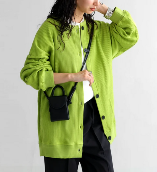 Rib Cardigan | Lime