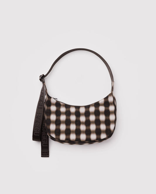 Small Crescent Bag | Blurred Gingham Brown