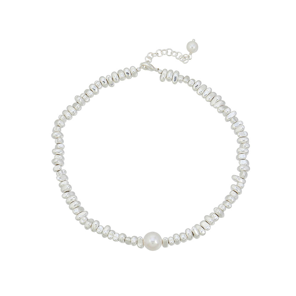 Chunky Pear Pendant Necklace | Silver & Gold