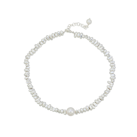 Chunky Pear Pendant Necklace | Silver & Gold