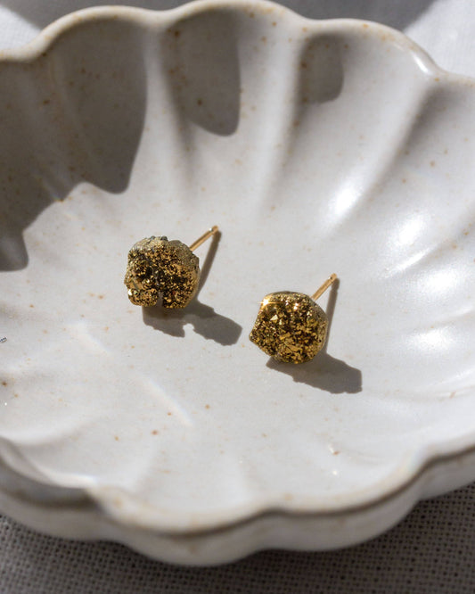 Stardust Druzy Studs- Gold