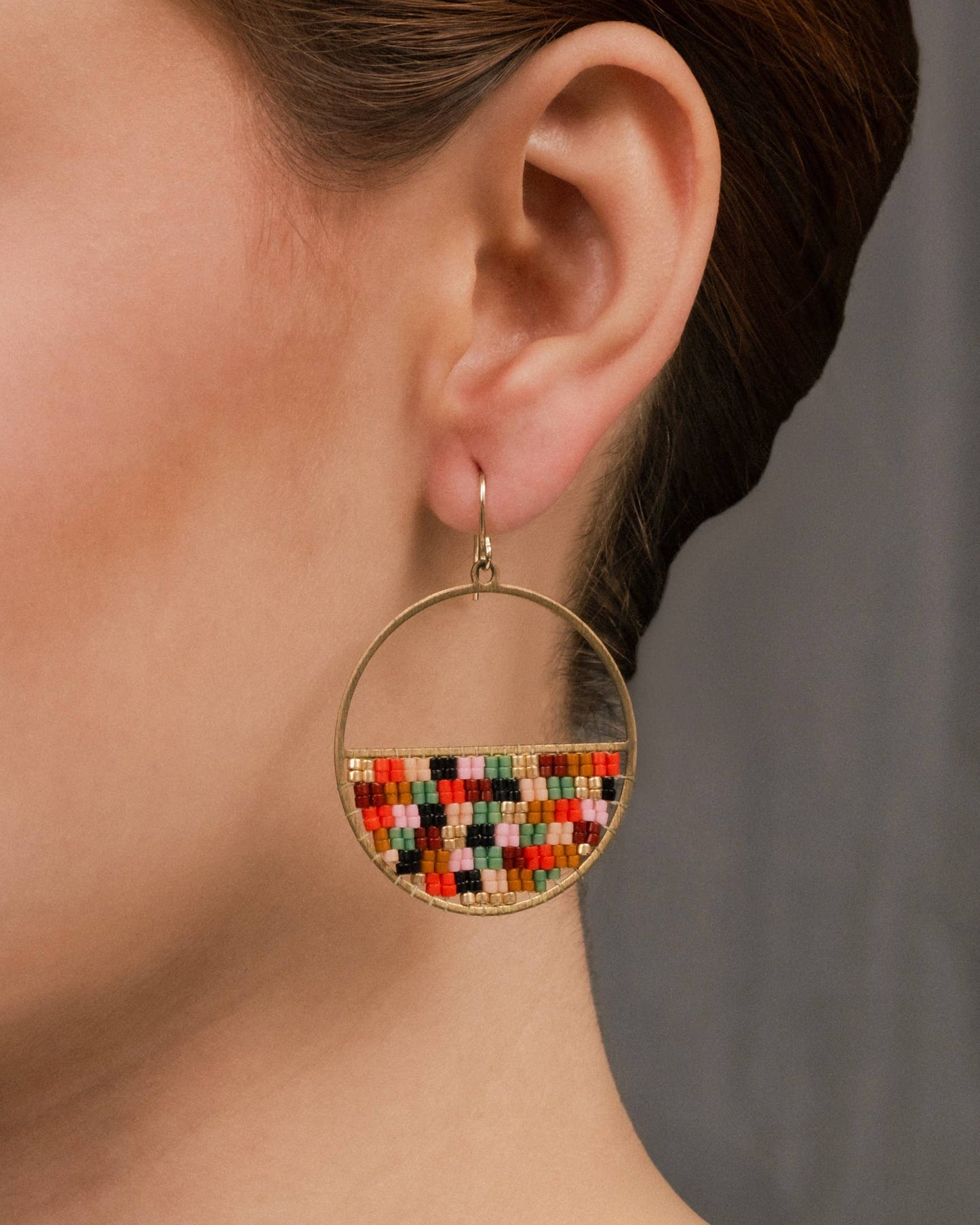 Beaded Patchwork Circle Earrings | Sweet Escape
