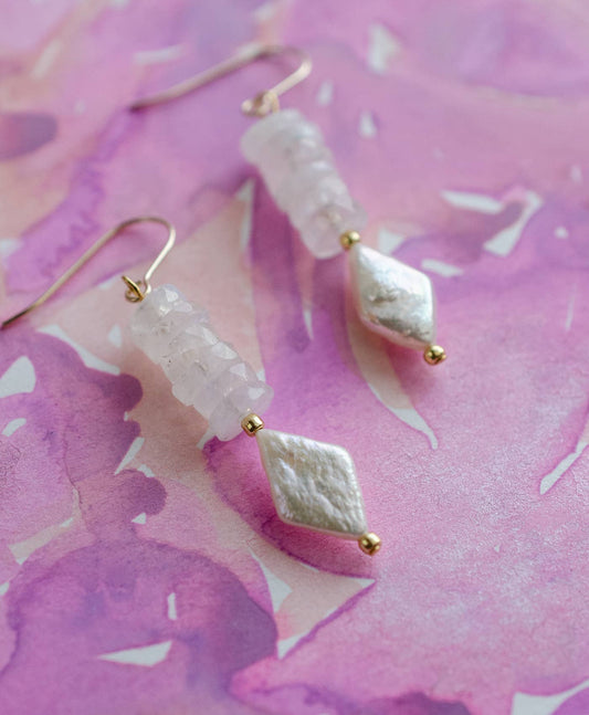 Pear and Moonstone | Drop Earrings
