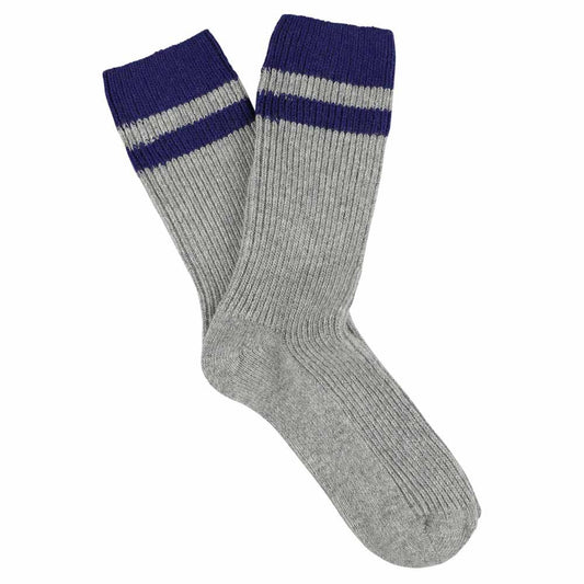 Cashmere Stripes Socks | Grey & Strong Blue