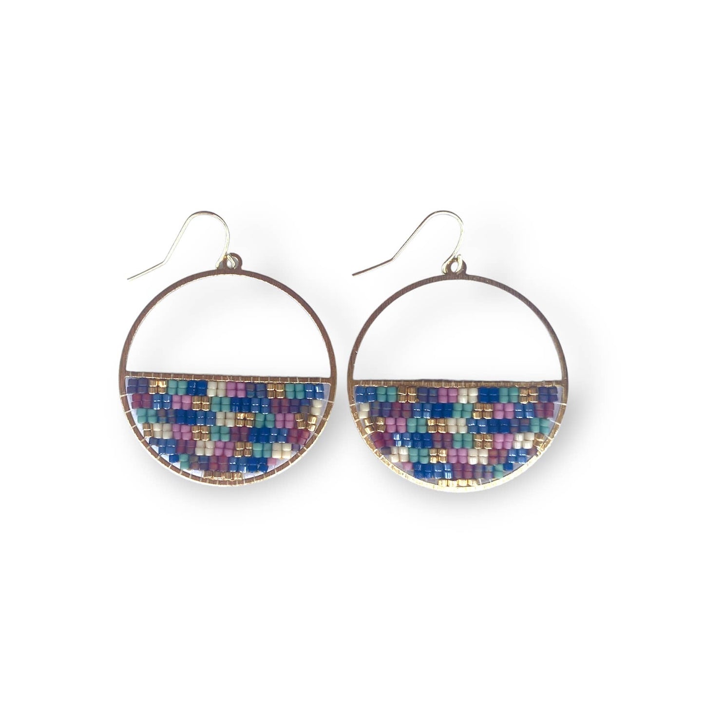 Beaded Patchwork Circle Earrings | Galactic Dream