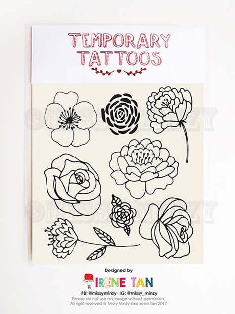 Single Flowers/Rose Temporary Tattoos