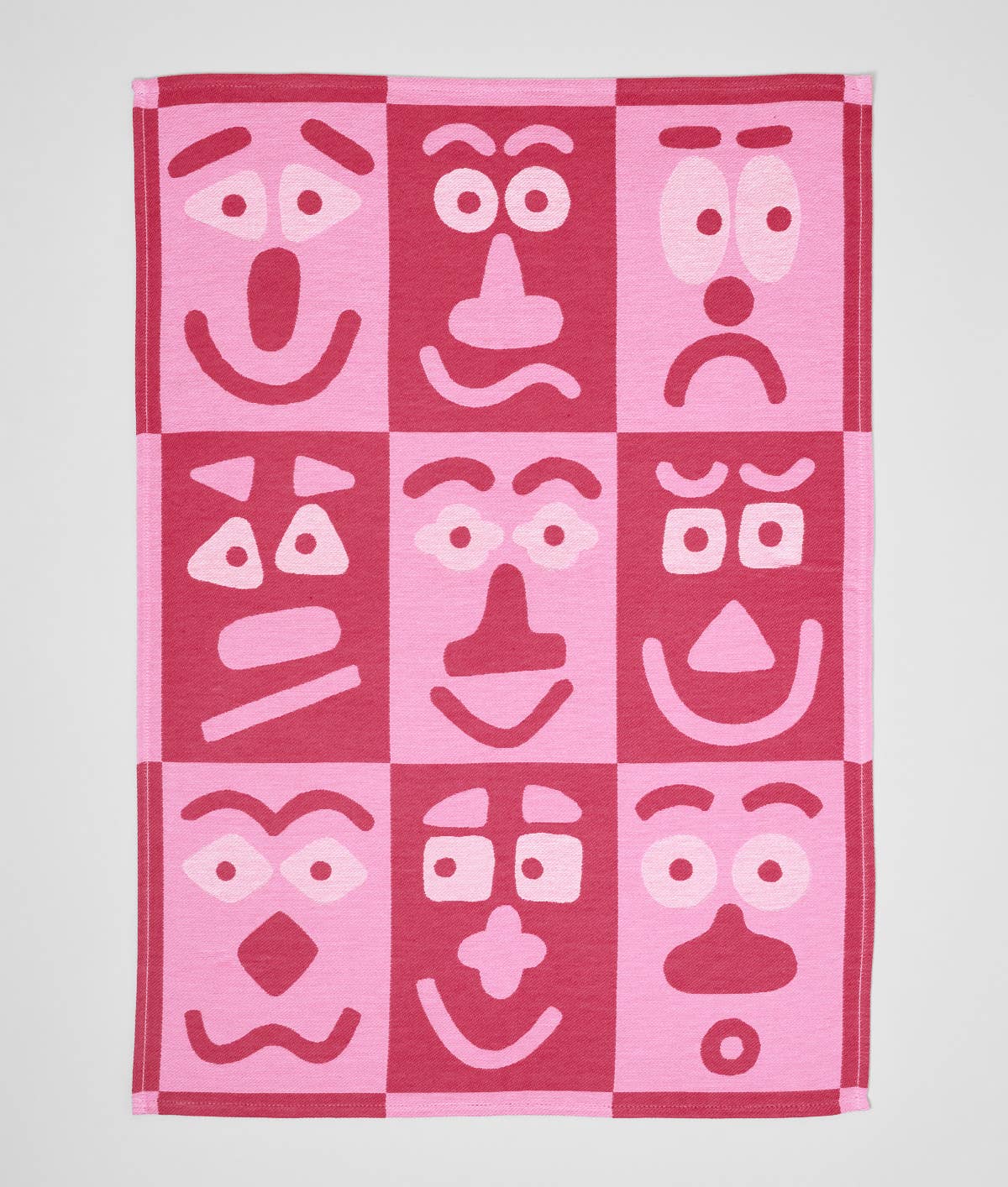 Faces Pink/Maroon | Cotton Tea Towel