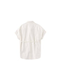 Beaded Placket Utility Short-Sleeve Shirt