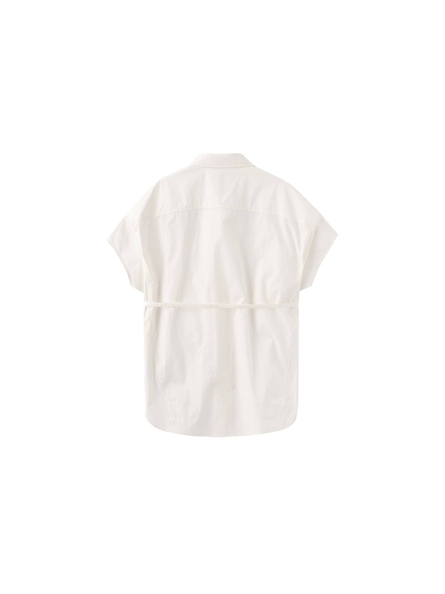 Beaded Placket Utility Short-Sleeve Shirt
