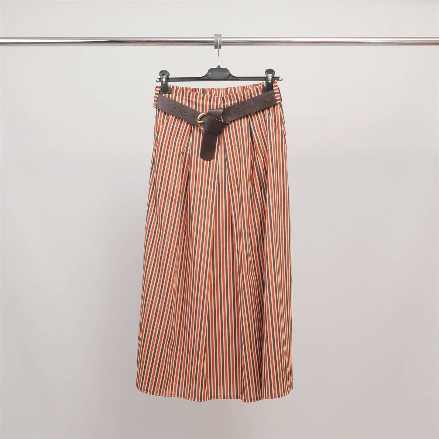 Striped Midi Skirt with Belt | Rouille