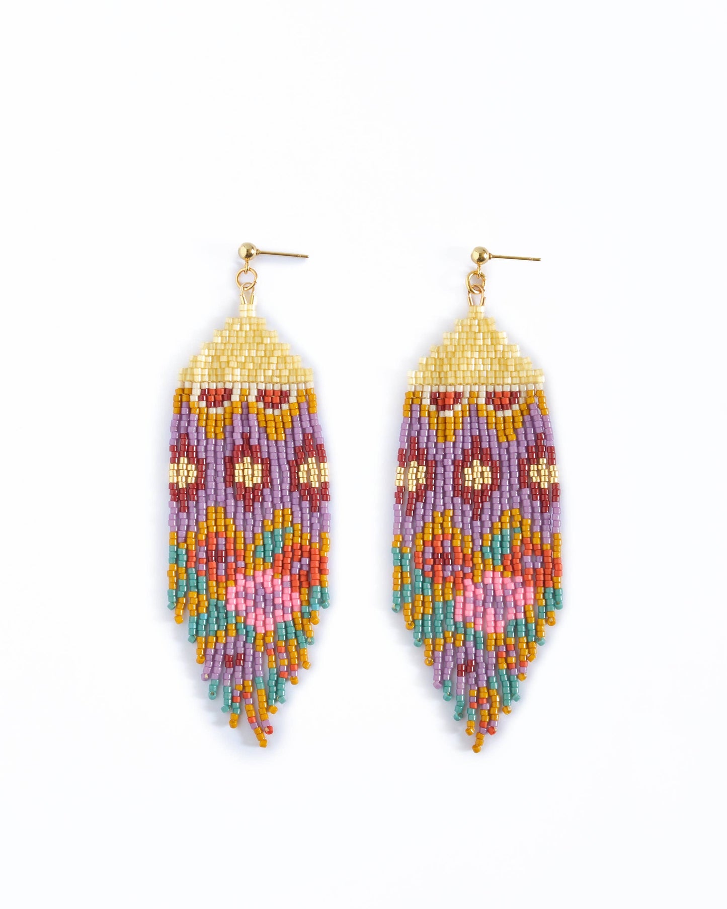 Beaded Huipil Fringe Earrings | Warmed Earth