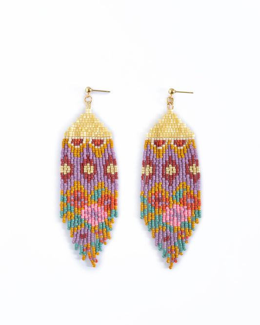 Beaded Huipil Fringe Earrings | Warmed Earth