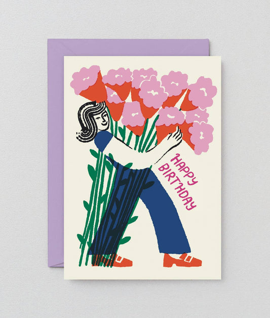 Happy Birthday Flower Bouquet' Greetings Card