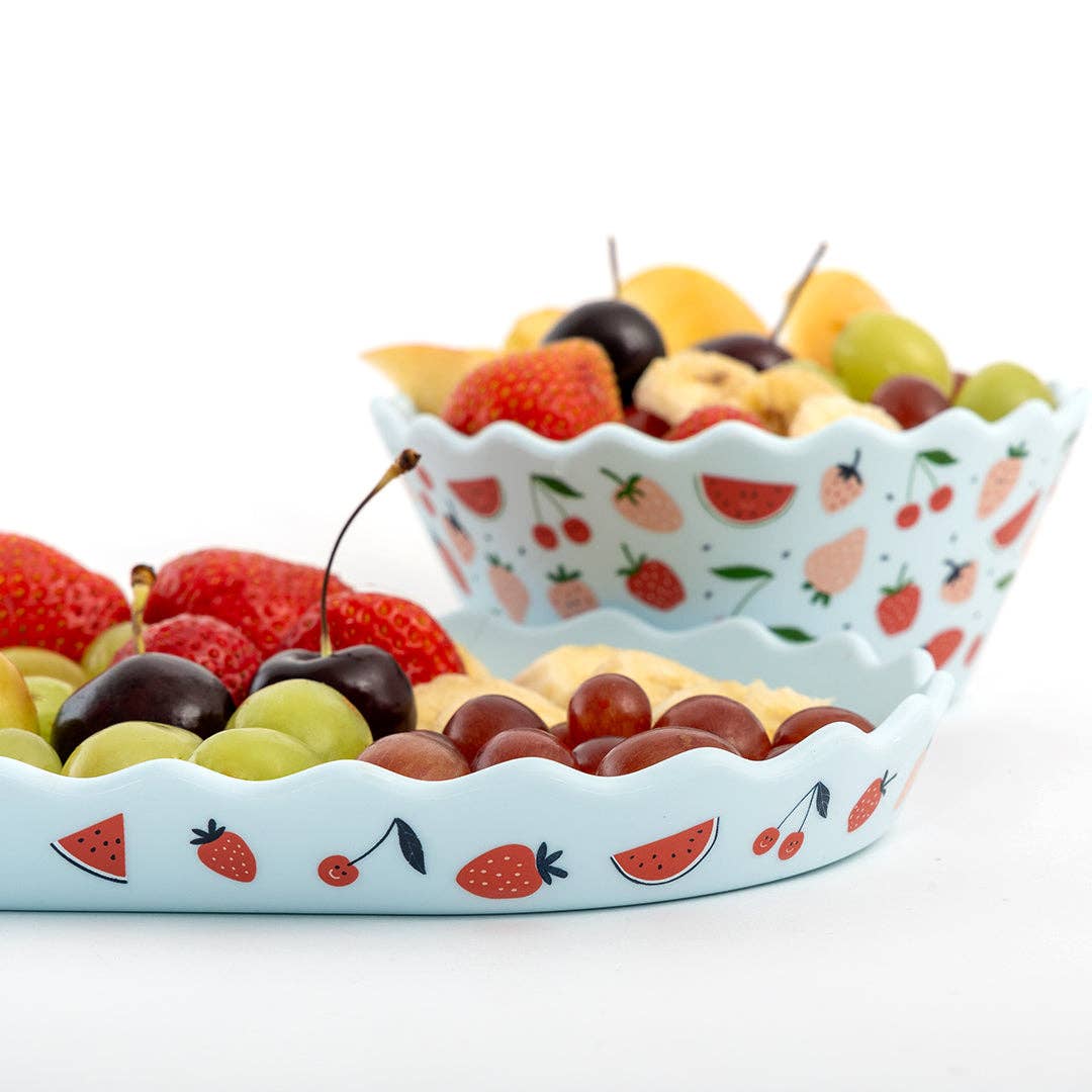 Blue Fruits Silicone Bowl and Plate Set