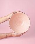 ceramic salad bowl | pink and chocolate brown - 1.5l