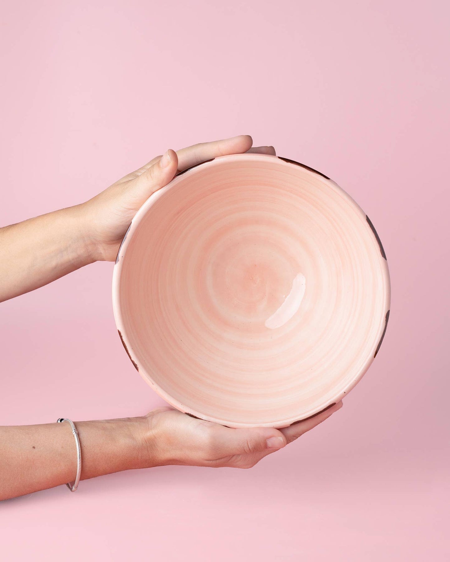 ceramic salad bowl | pink and chocolate brown - 1.5l