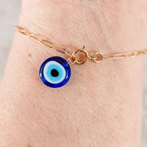 Dainty Hamsa Evil Eye Bracelet | Gold + Crystal