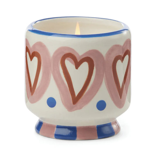 Adopo Ceramic Hearts Candle | Rosewood Vanilla